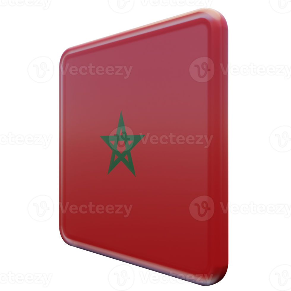 maroc vue de droite drapeau carré brillant texturé 3d png