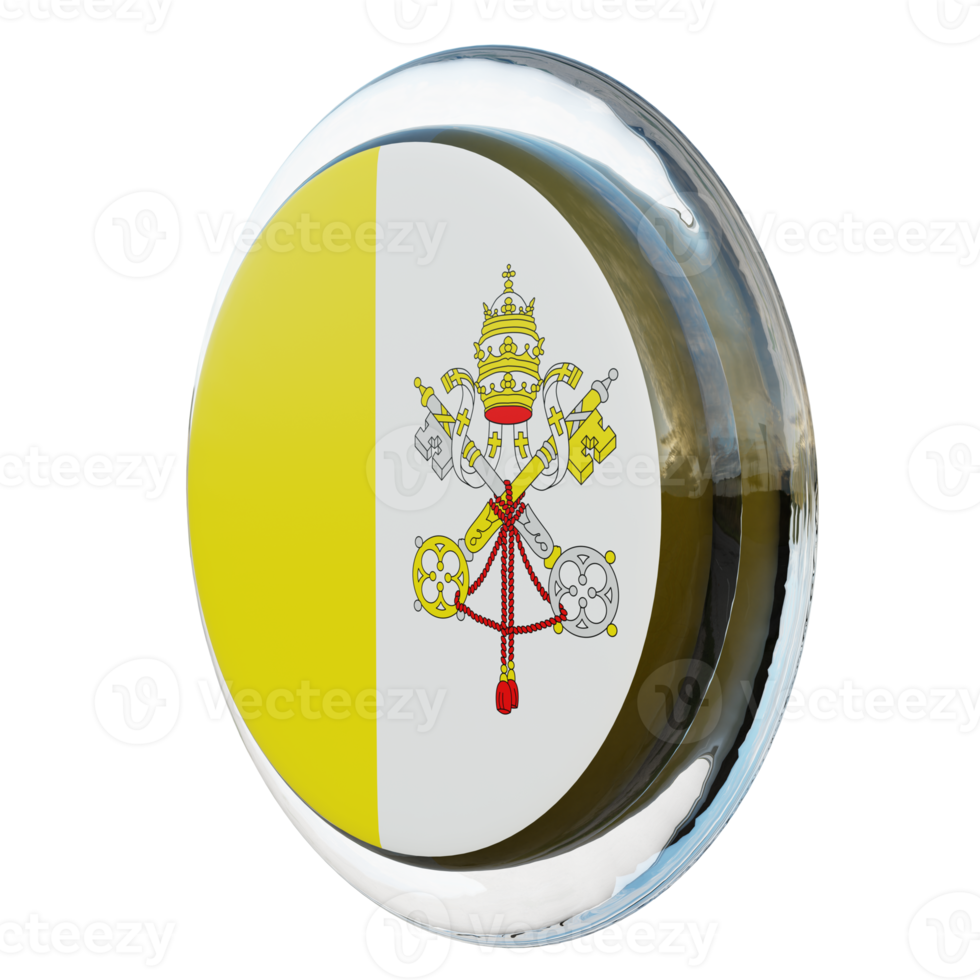 vista direita da cidade do vaticano bandeira de círculo brilhante texturizado 3d png