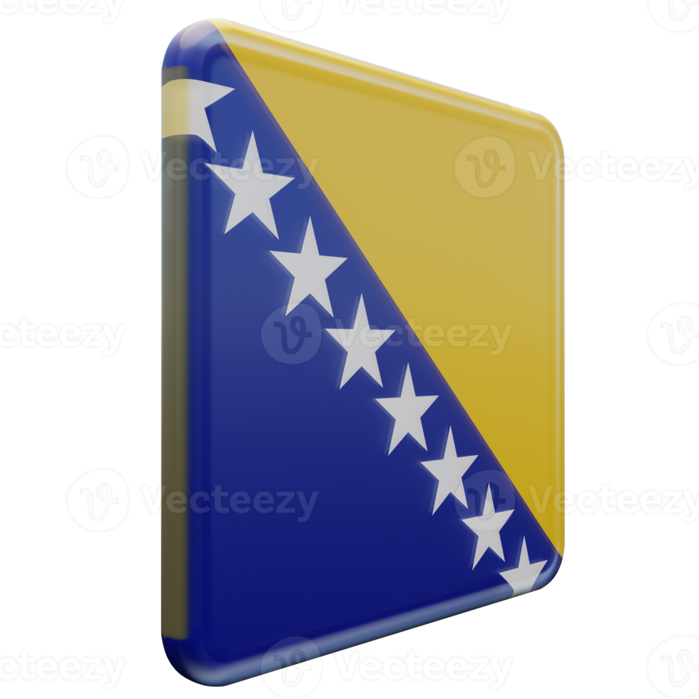 bósnia e herzegovina vista esquerda 3d bandeira quadrada brilhante texturizada png