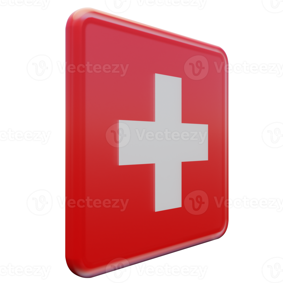 Switzerland Left View 3d textured glossy square flag png