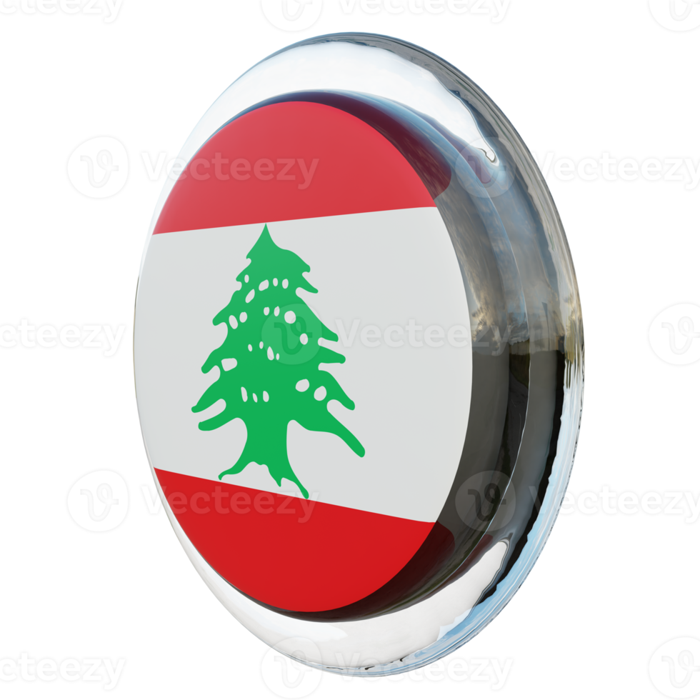 Lebanon Right View 3d textured glossy circle flag png