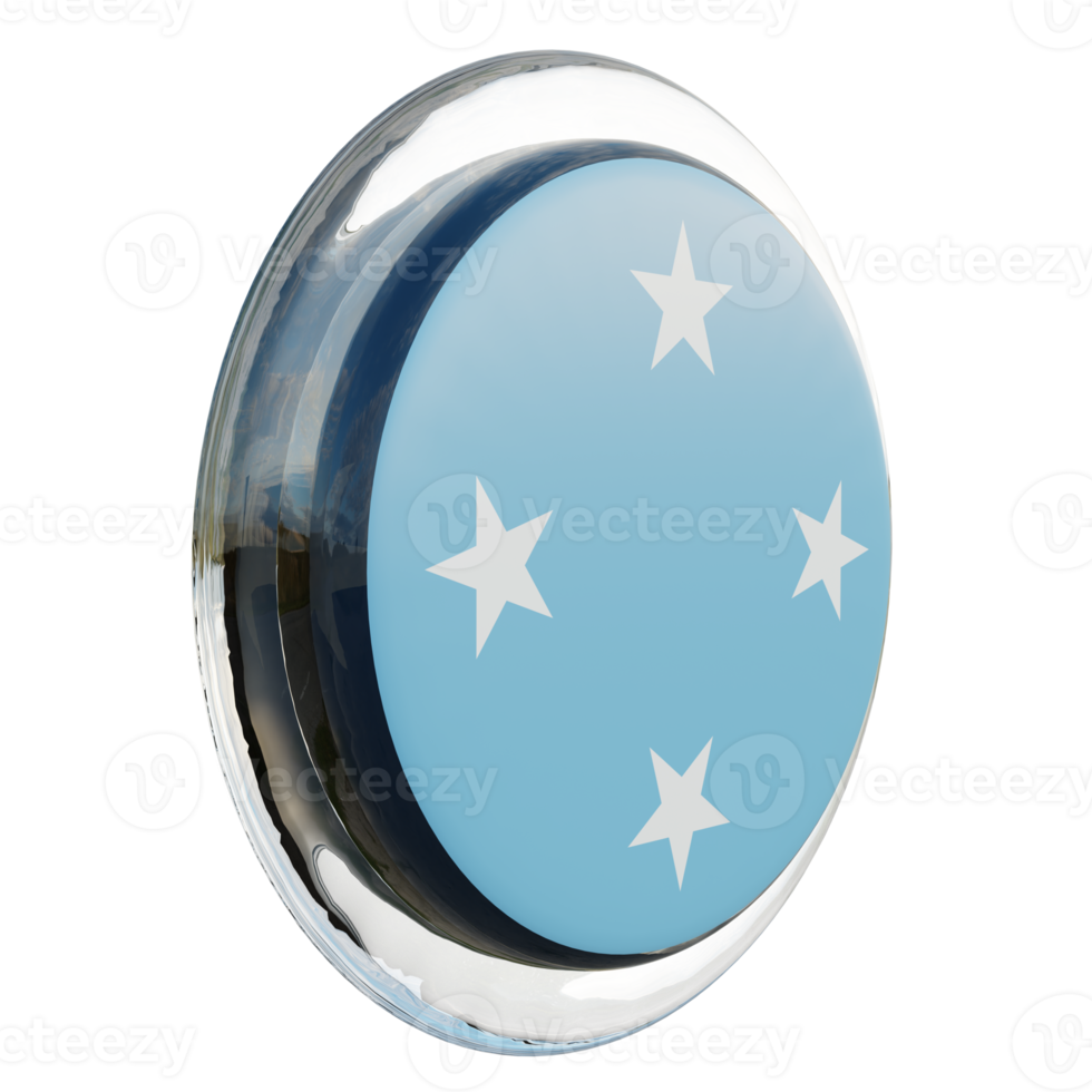 Federated States of Micronesia Left View 3d textured glossy circle flag png