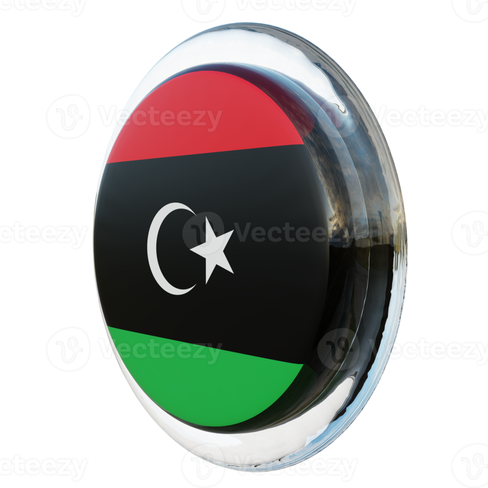 Libya Right View 3d textured glossy circle flag png