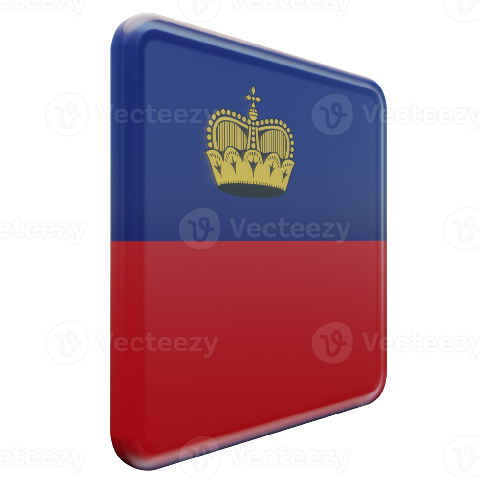 Liechtenstein Left View 3d textured glossy square flag png