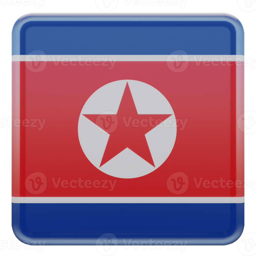 bandera cuadrada brillante texturizada 3d de corea del norte png