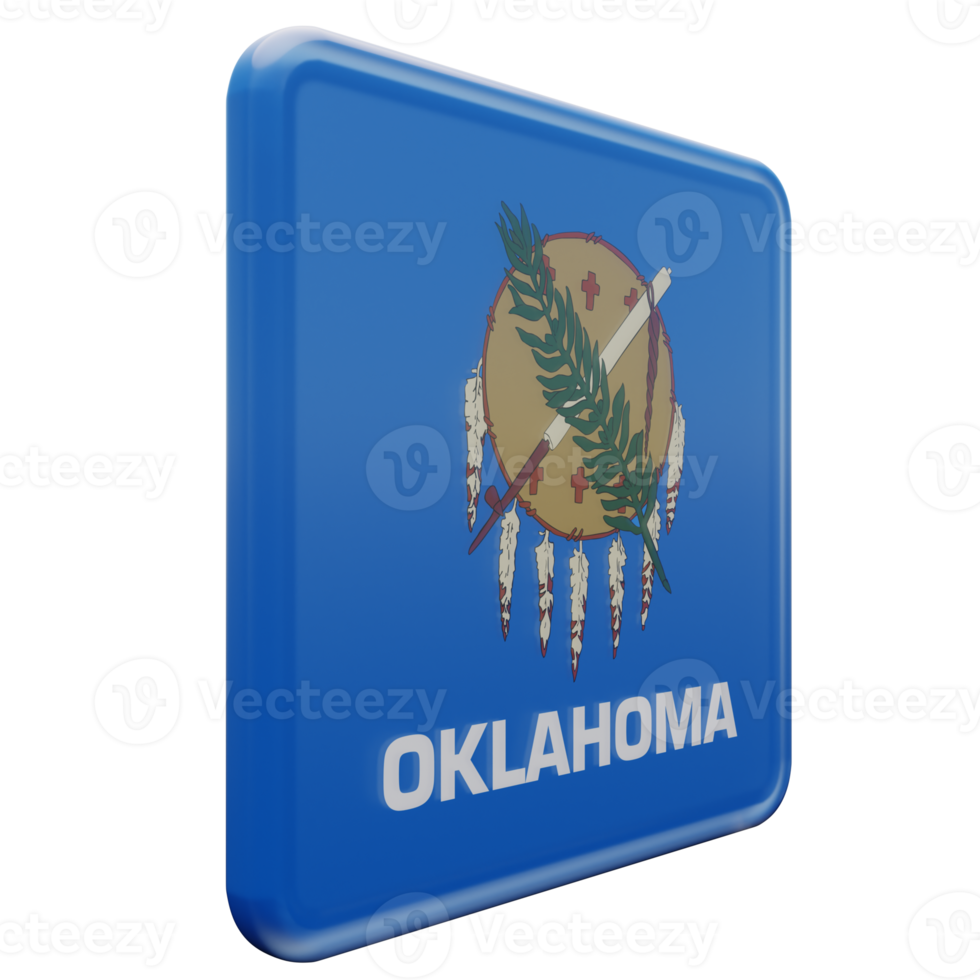 Oklahoma Left View 3d textured glossy square flag png