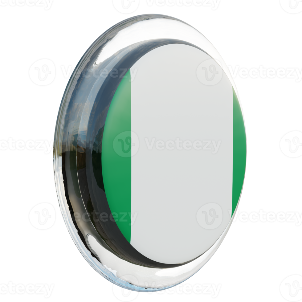 Nigeria Left View 3d textured glossy circle flag png