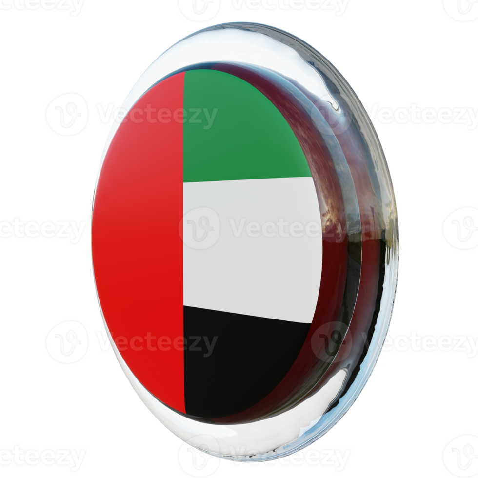 United Arab Emirates Right View 3d textured glossy circle flag png