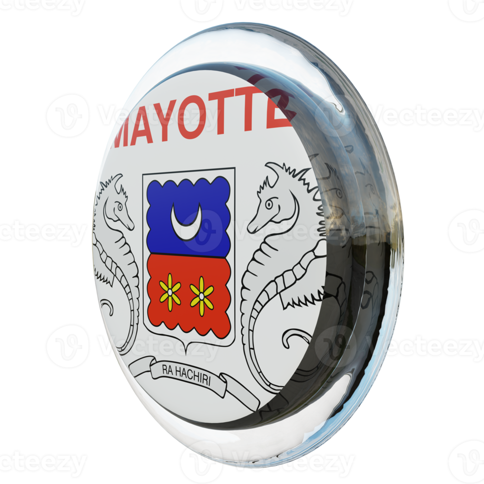 Mayotte Right View 3d textured glossy circle flag png