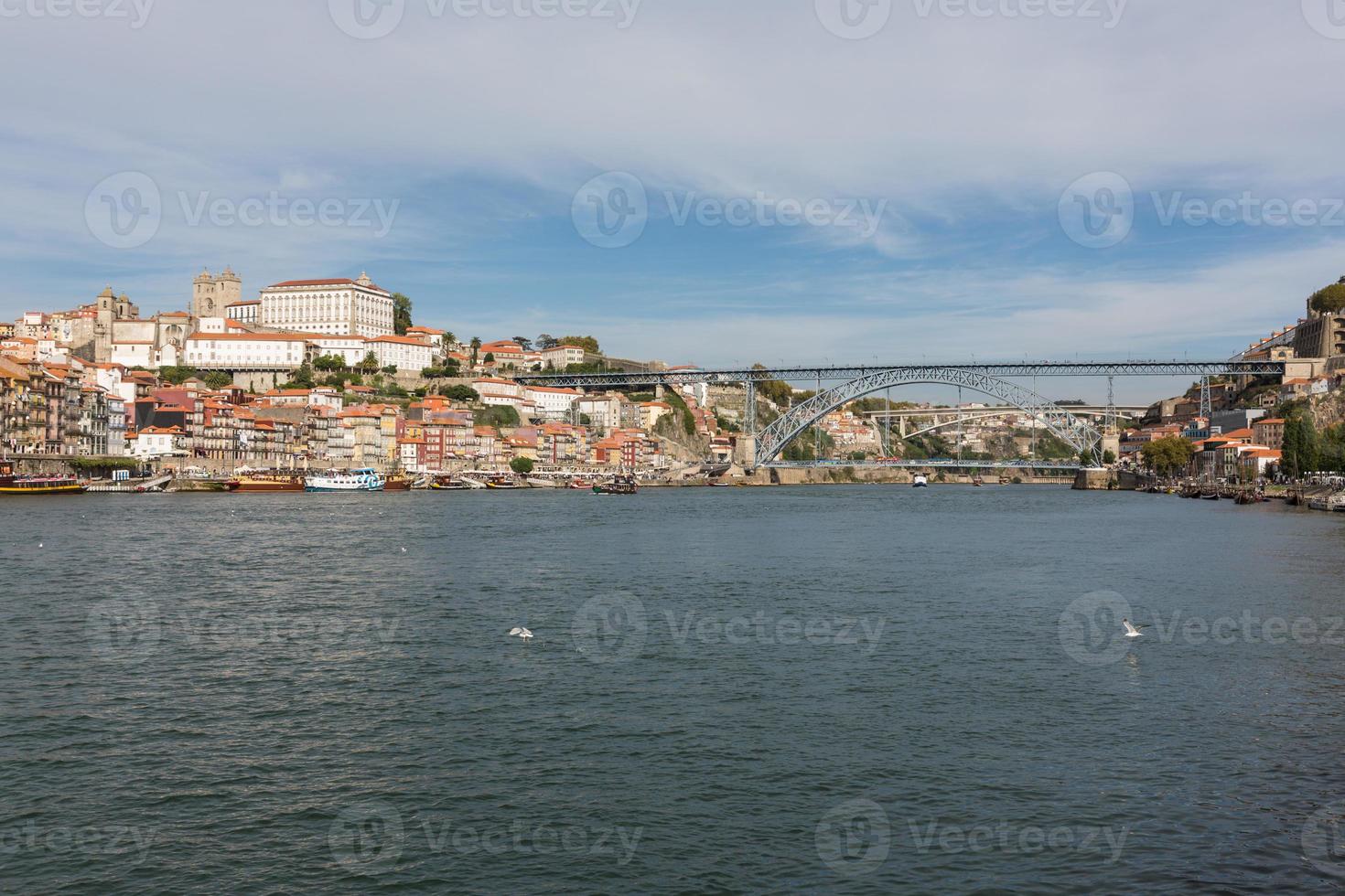 View of Porto city at the riverbank photo