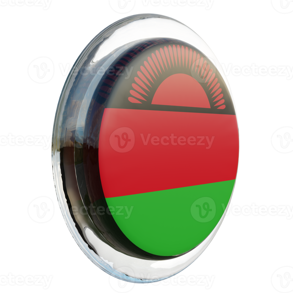 Malawi Left View 3d textured glossy circle flag png