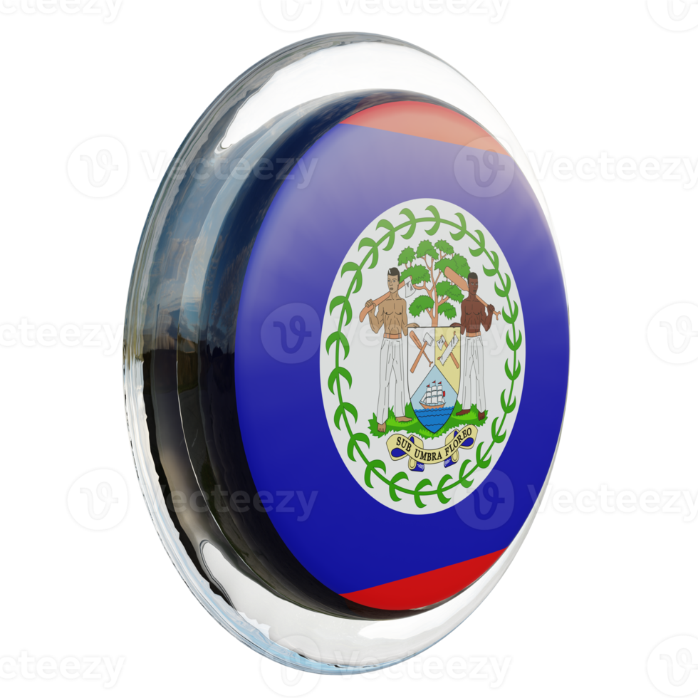 Belize Left View 3d textured glossy circle flag png