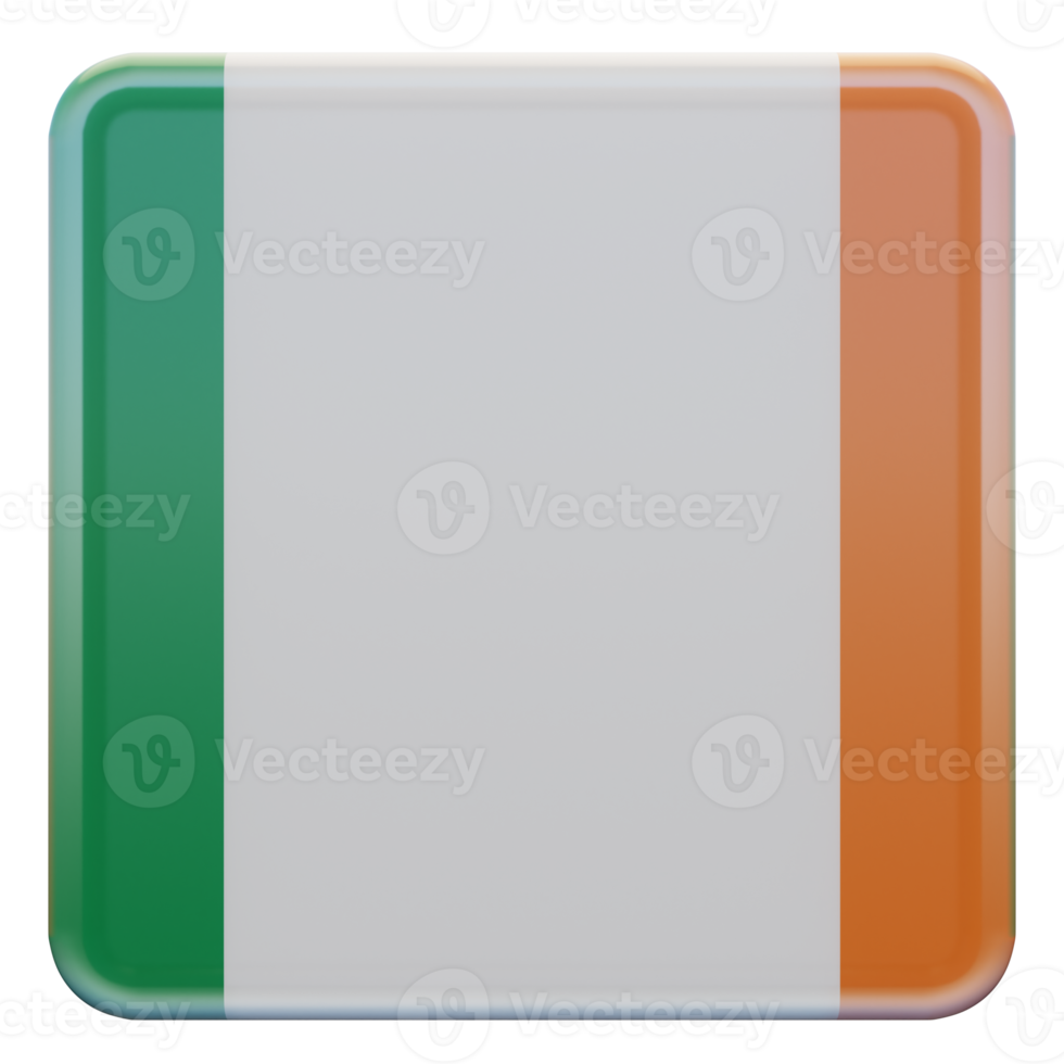 irland 3d texturerad glansig fyrkant flagga png