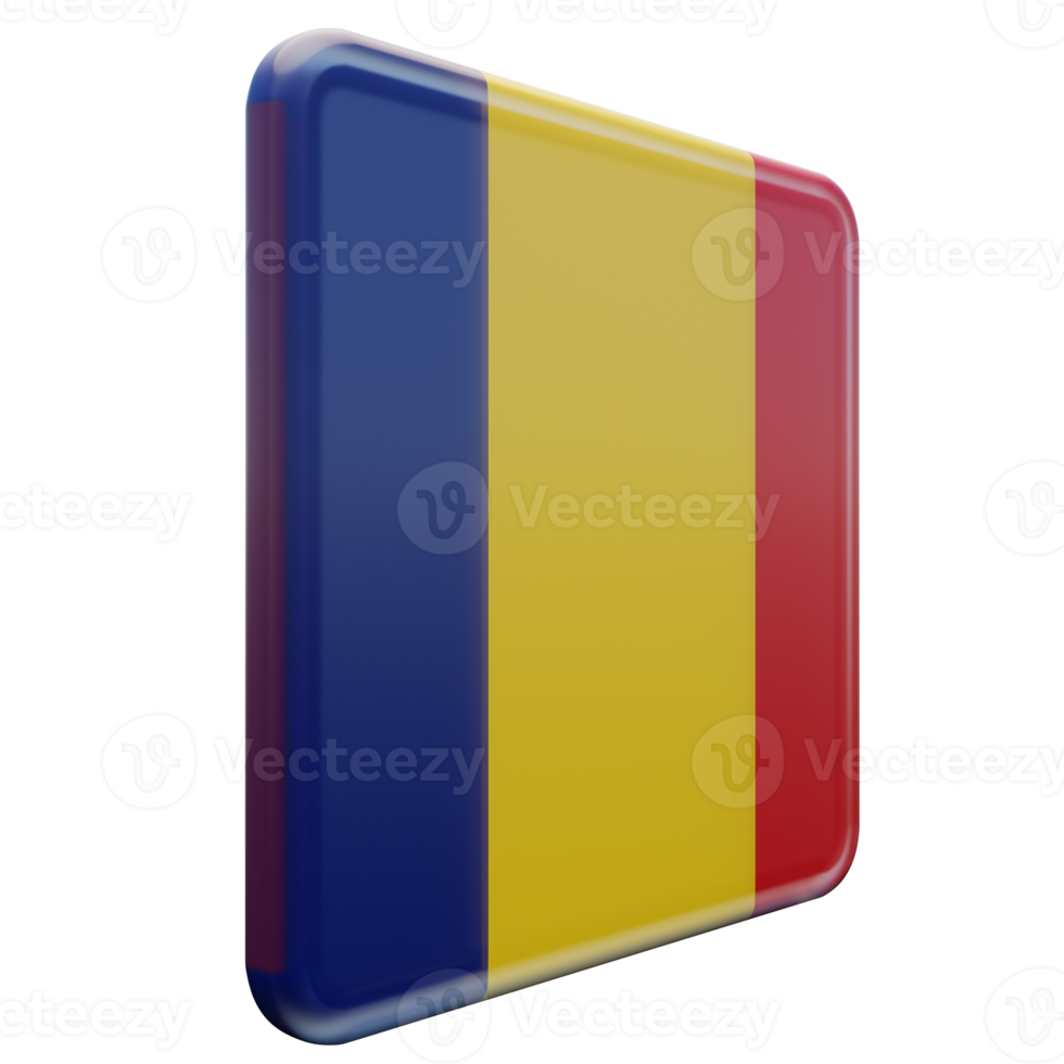 rumania izquierda vista 3d textura brillante bandera cuadrada png