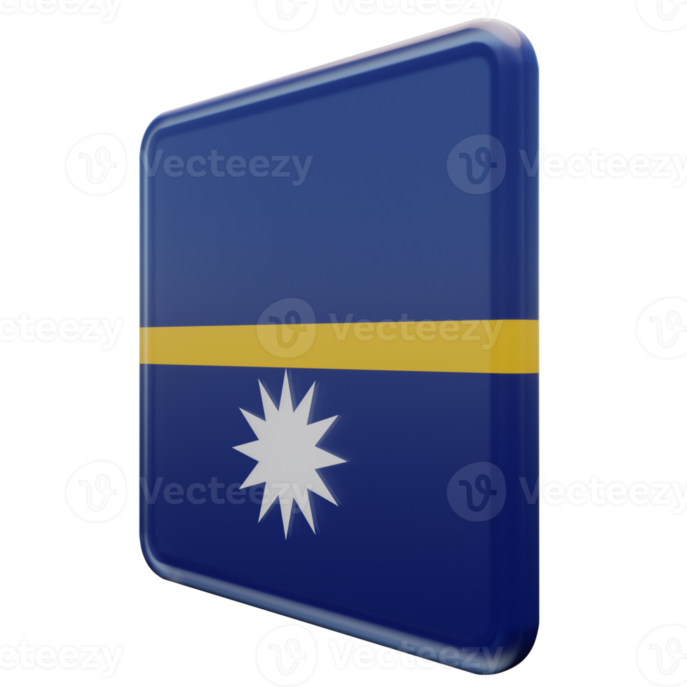 Nauru Right View 3d textured glossy square flag png