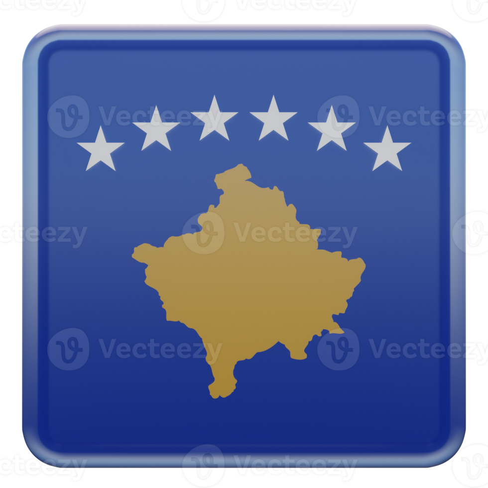 Kosovo 3d textured glossy square flag png