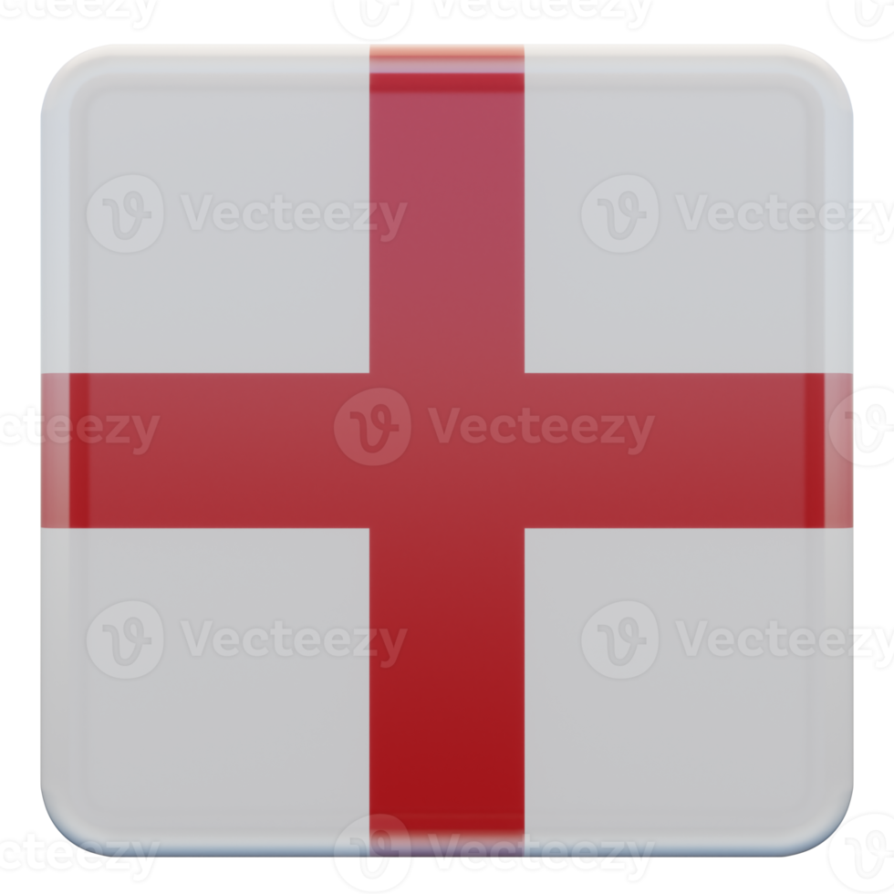 England 3d textured glossy square flag png