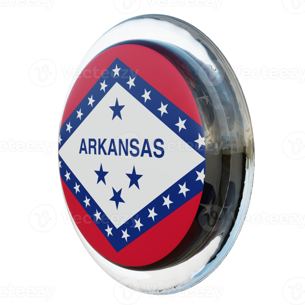 Arkansas Rechtsaf visie 3d getextureerde glanzend cirkel vlag png