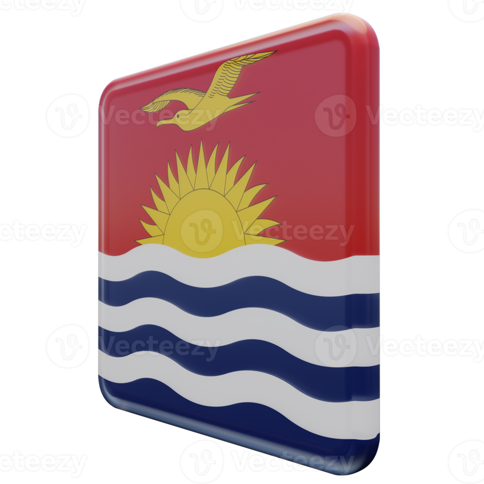 Kiribati Right View 3d textured glossy square flag png