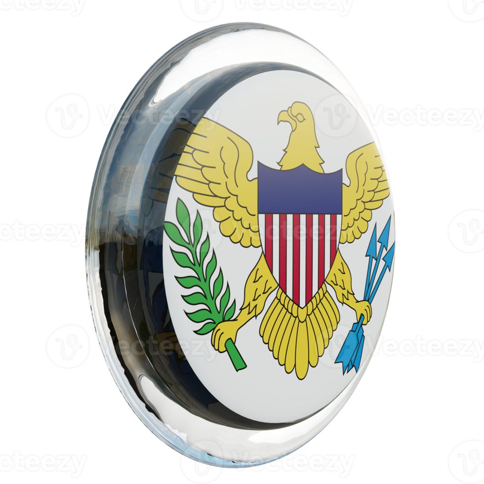 United States Virgin Islands Left View 3d textured glossy circle flag png
