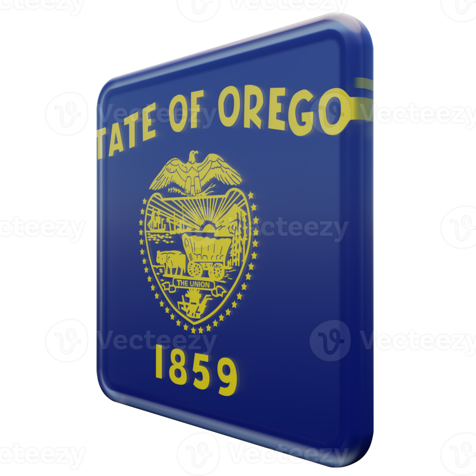 Oregon Right View 3d textured glossy square flag png