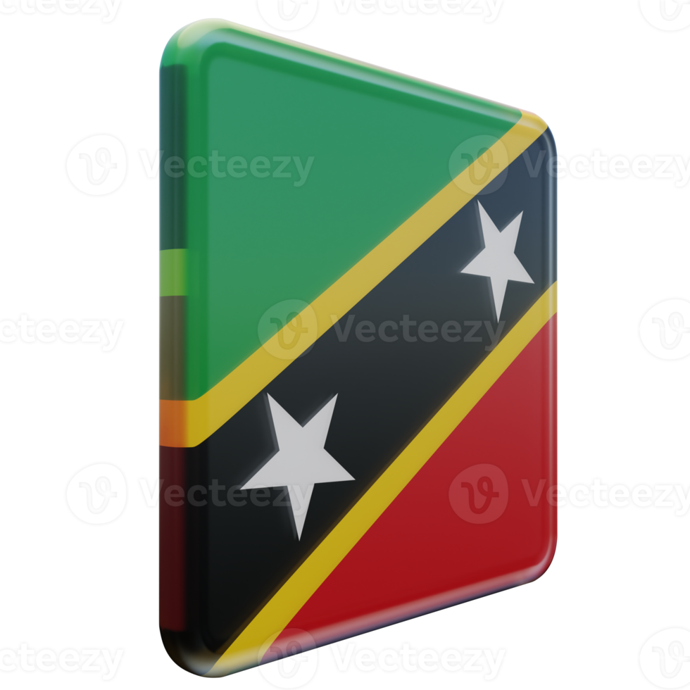 Saint Kitts and Nevis Left View 3d textured glossy square flag png