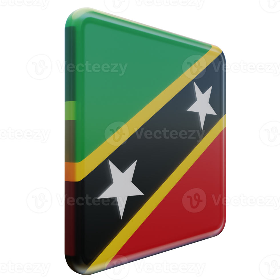 santo kitts e nevis sinistra Visualizza 3d strutturato lucido piazza bandiera png