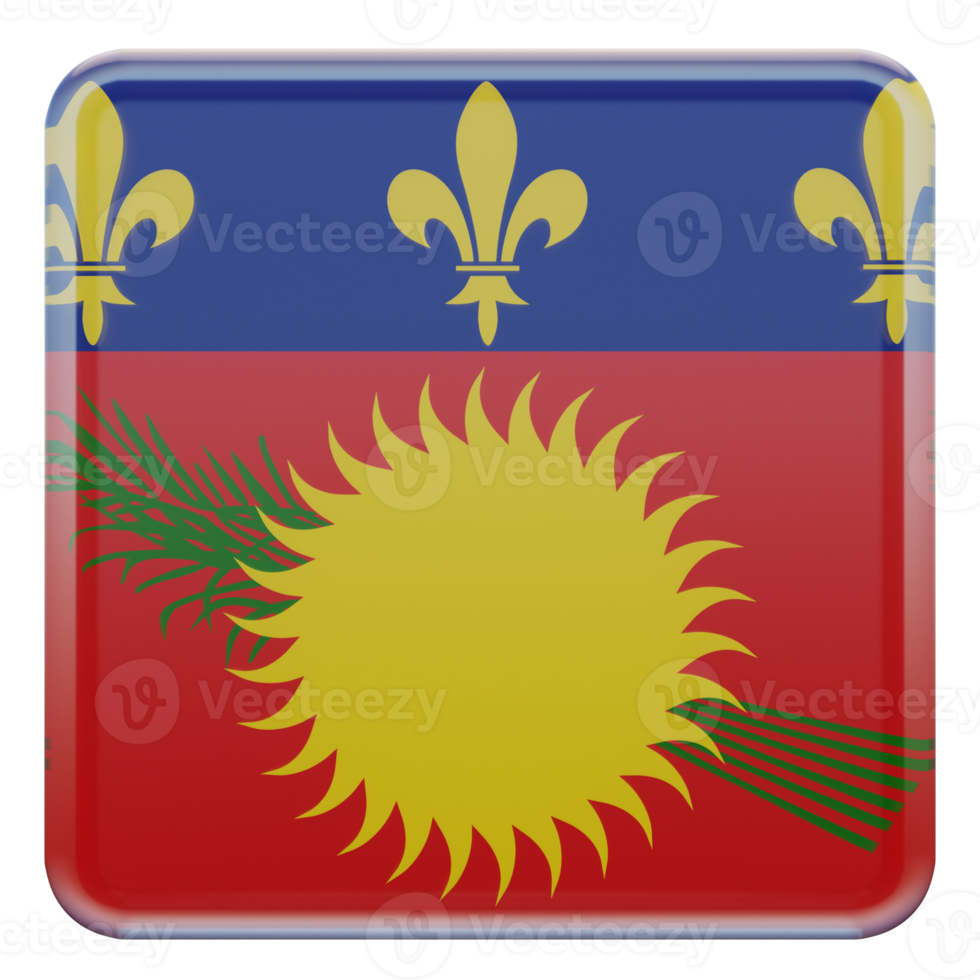 Guadeloupe 3d textured glossy square flag png