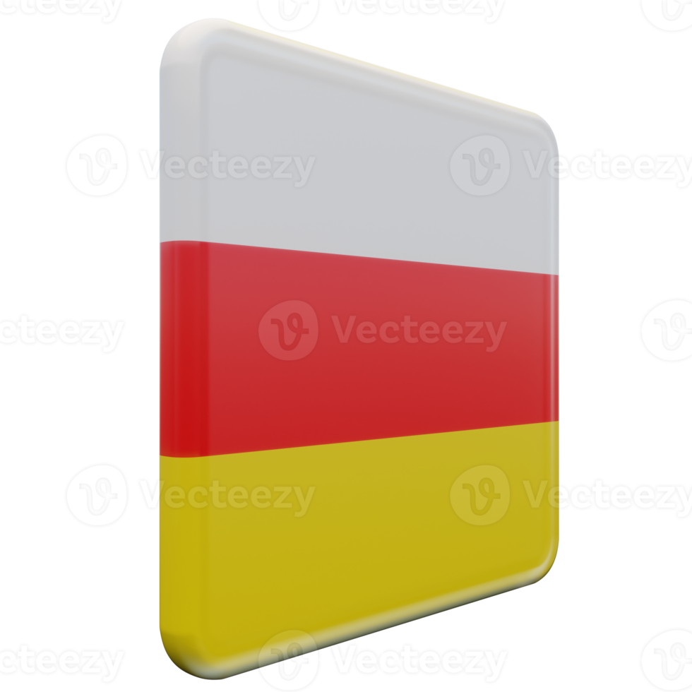 South Ossetia Left View 3d textured glossy square flag png