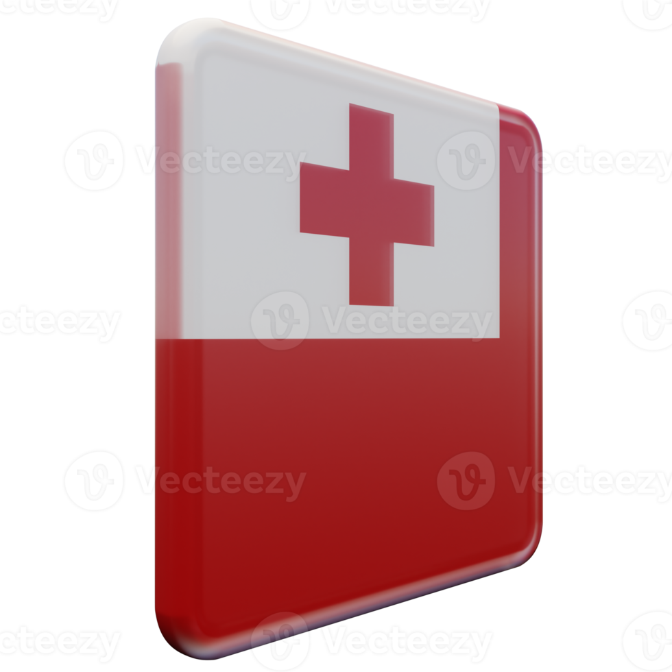 Tonga Left View 3d textured glossy square flag png