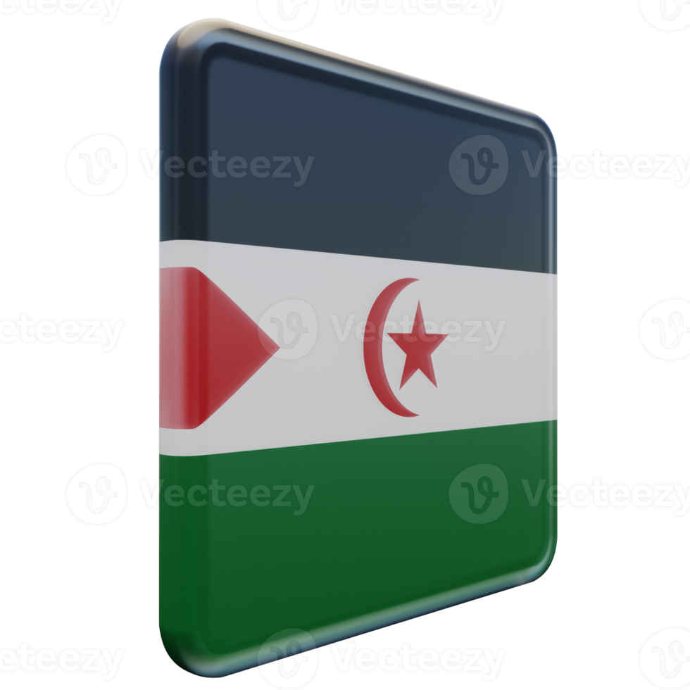 Sahrawi Arab Democratic Republic Left View 3d textured glossy square flag png