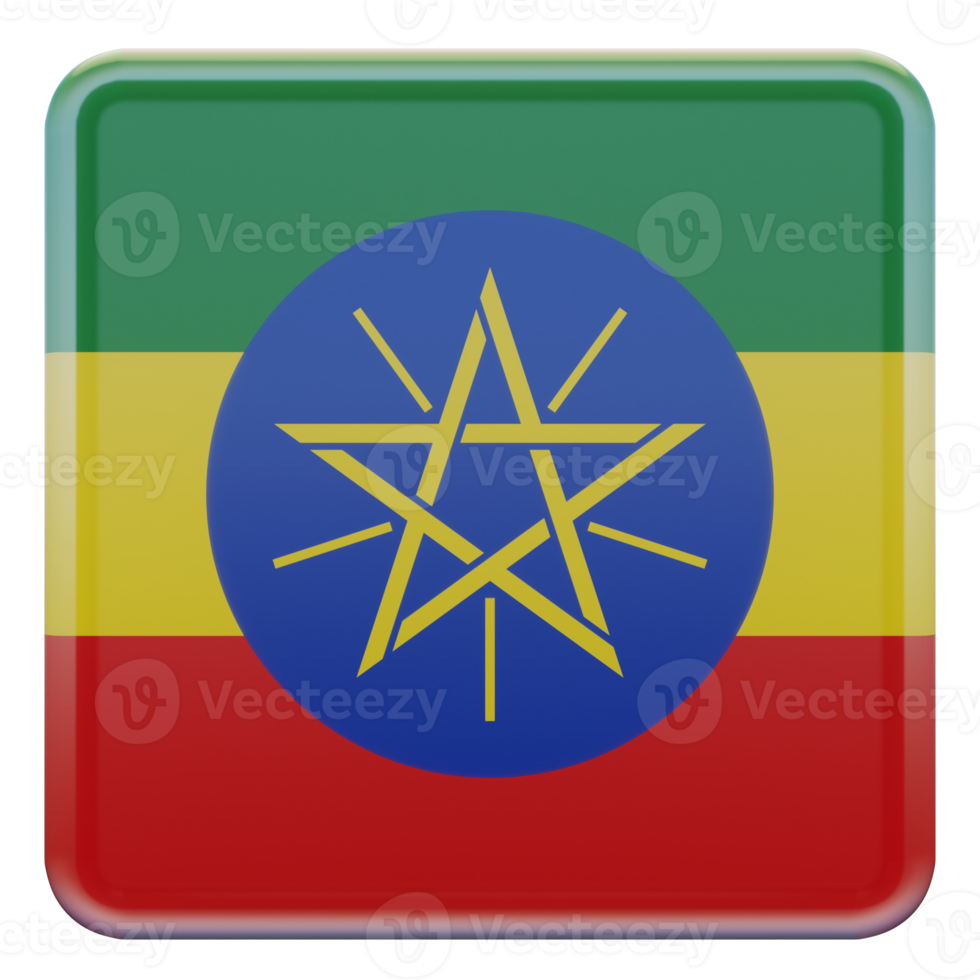 Ethiopia 3d textured glossy square flag png