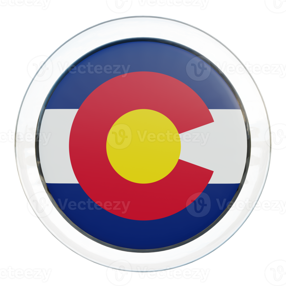 Colorado 3d textured glossy circle flag png