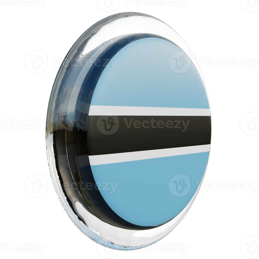 Botswana Left View 3d textured glossy circle flag png