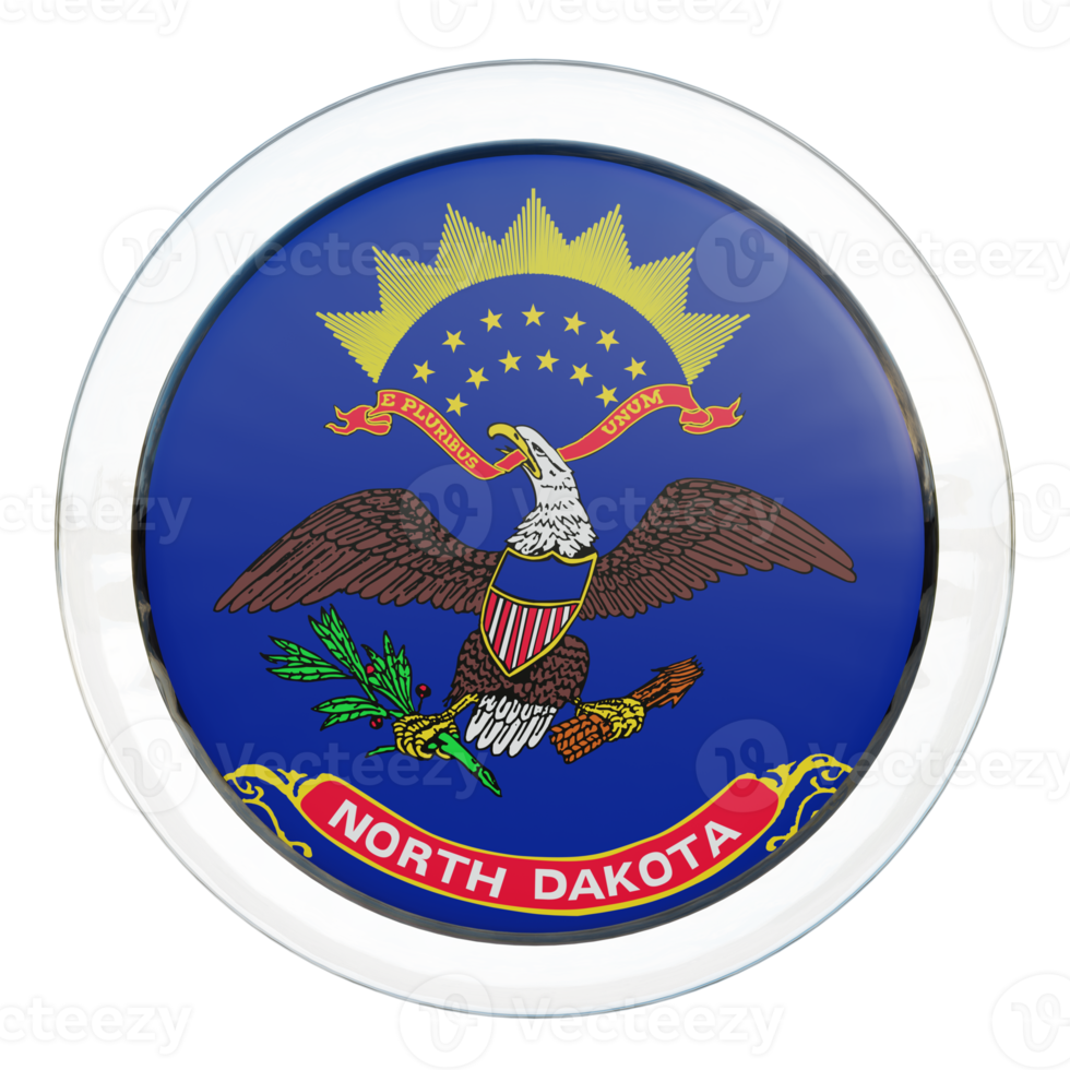 North Dakota 3d textured glossy circle flag png