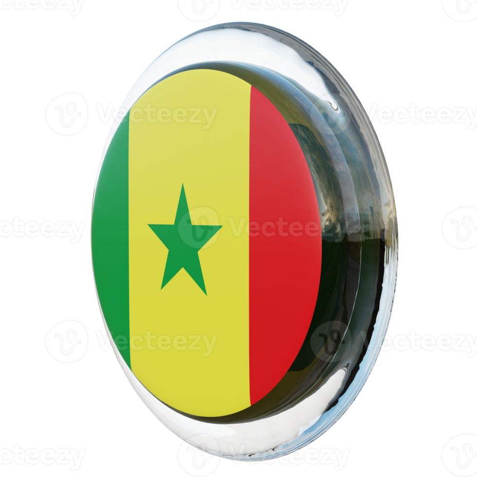 Senegal Rechtsaf visie 3d getextureerde glanzend cirkel vlag png