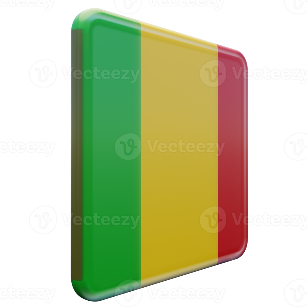 mali vista esquerda 3d bandeira quadrada brilhante texturizada png