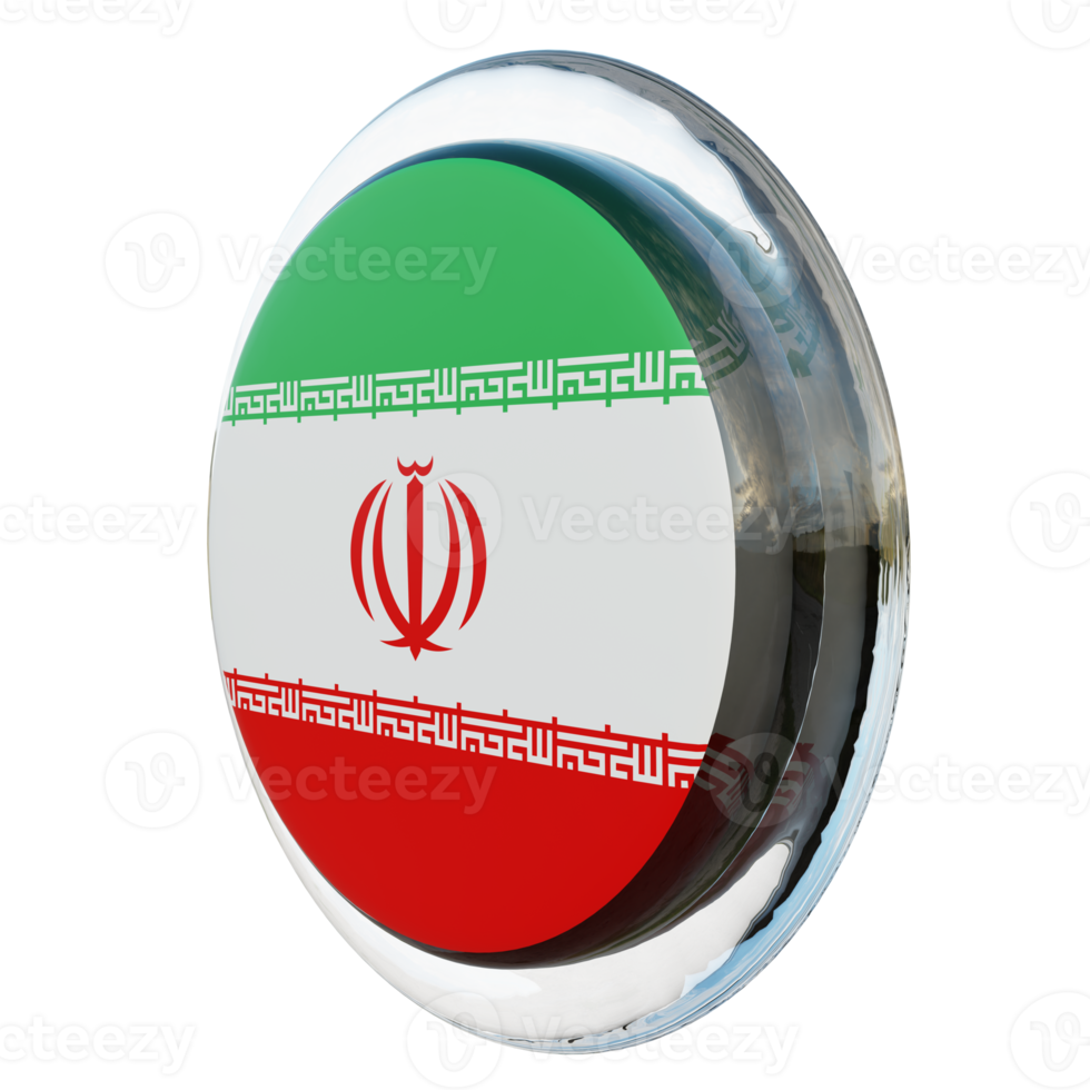 iran vue droite drapeau de cercle brillant texturé 3d png