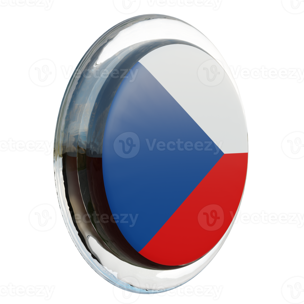 Czech Republic Left View 3d textured glossy circle flag png
