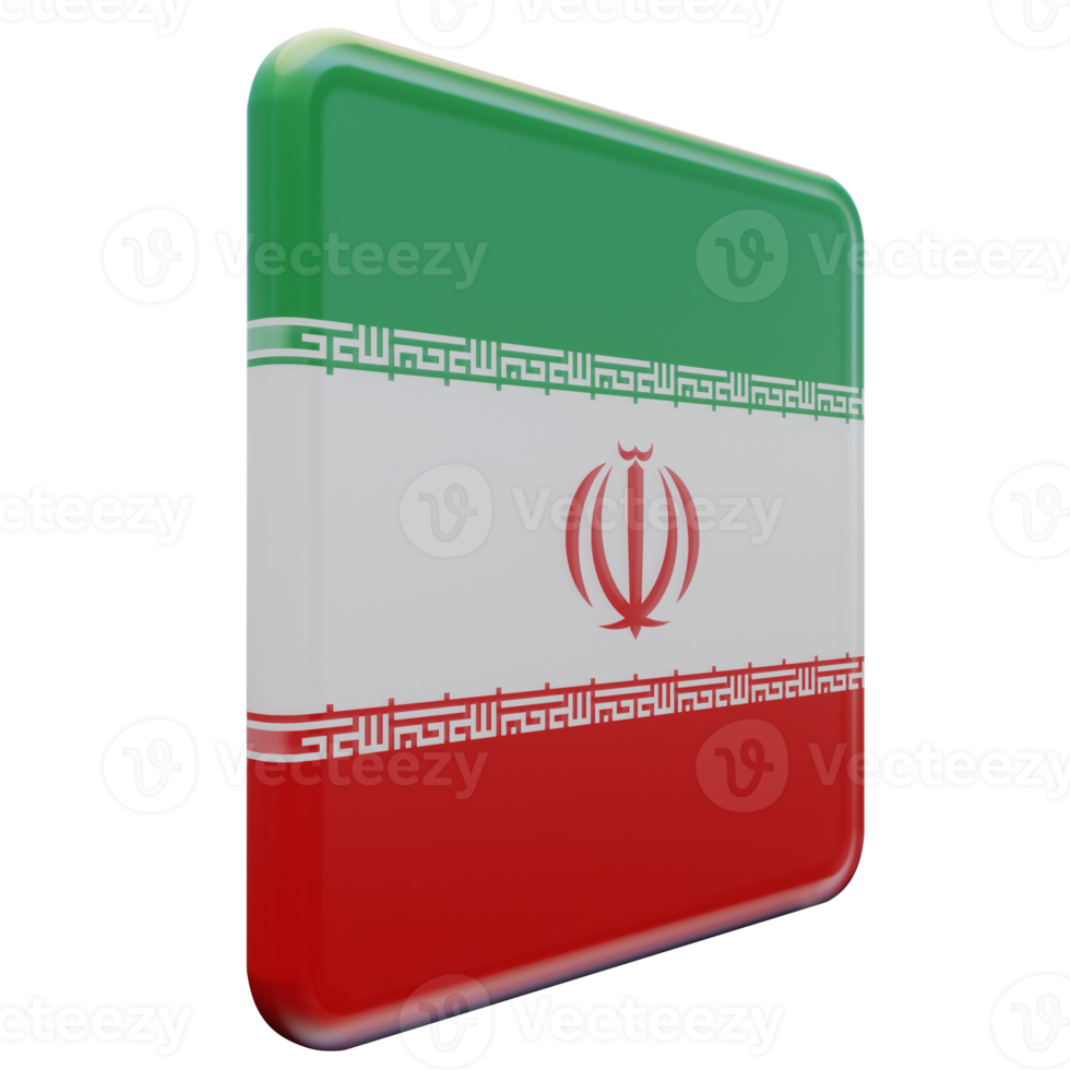 Iran Left View 3d textured glossy square flag png