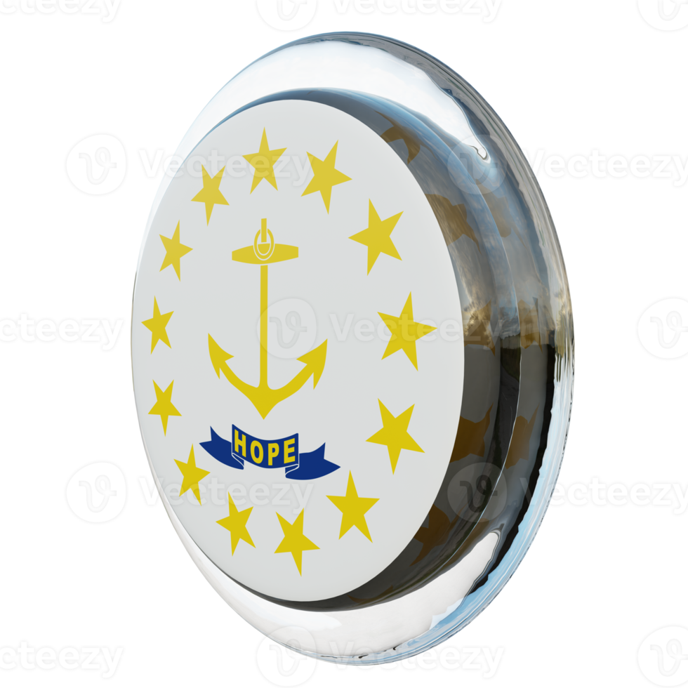 Rhode Island Right View 3d textured glossy circle flag png
