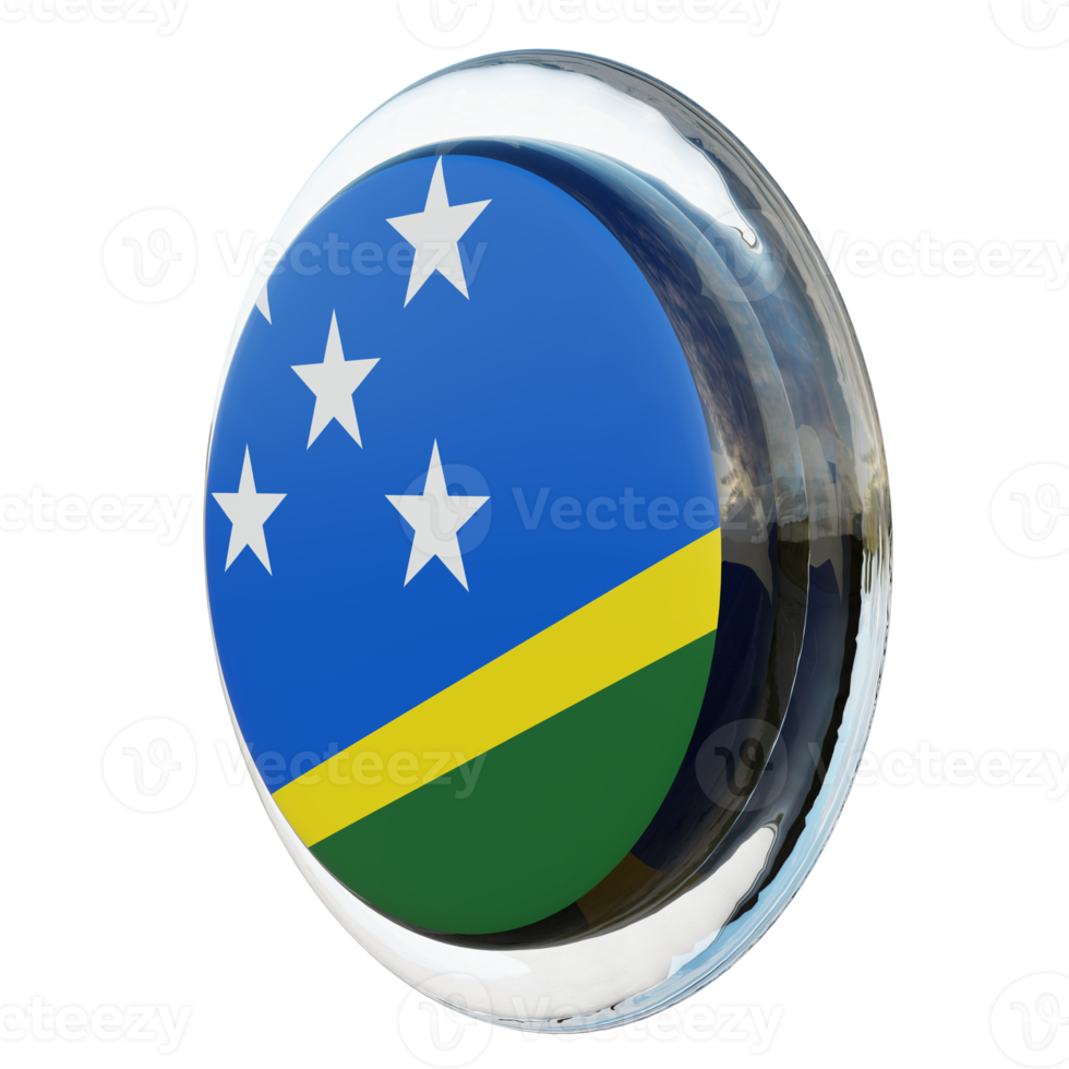 Solomon Islands Right View 3d textured glossy circle flag png