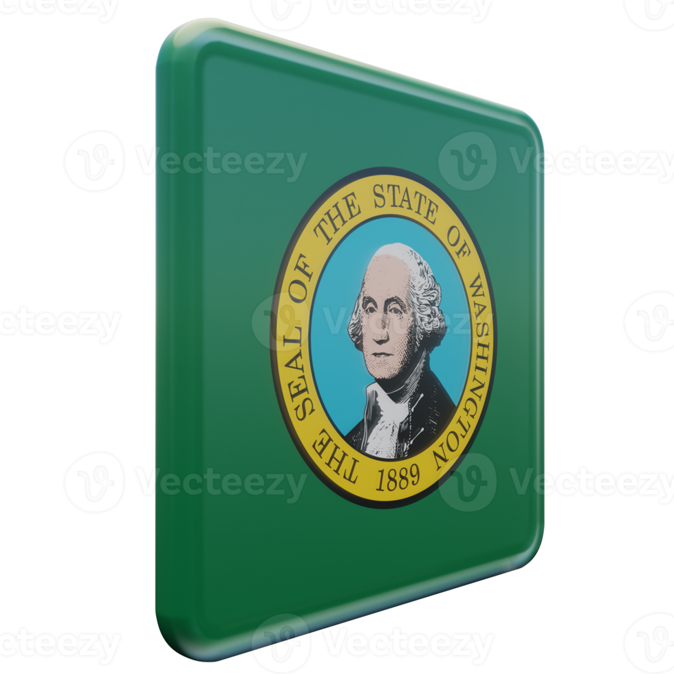 Washington Left View 3d textured glossy square flag png