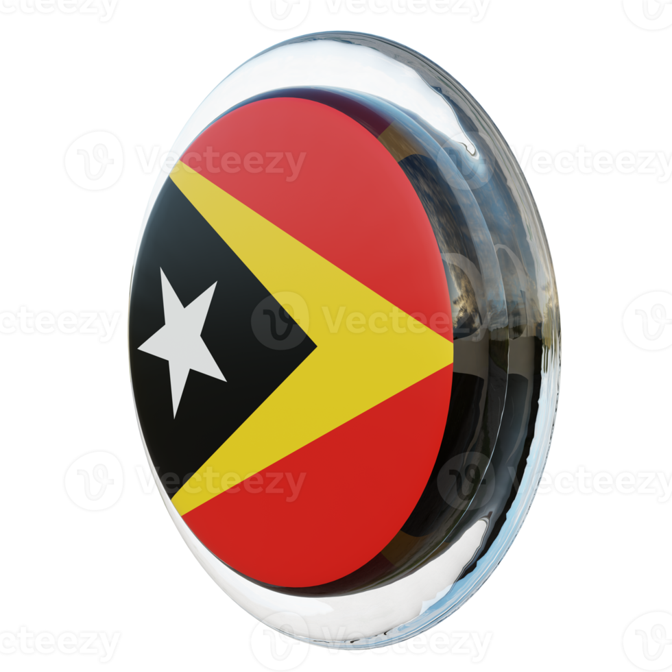 East Timor Right View 3d textured glossy circle flag png