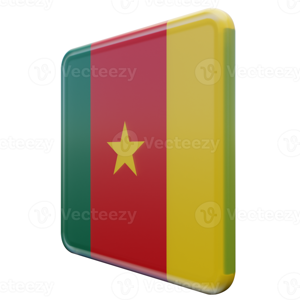 Cameroon Right View 3d textured glossy square flag png