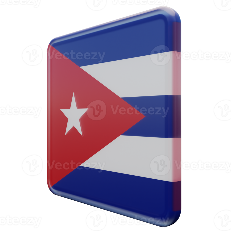 Cuba Right View 3d textured glossy square flag png