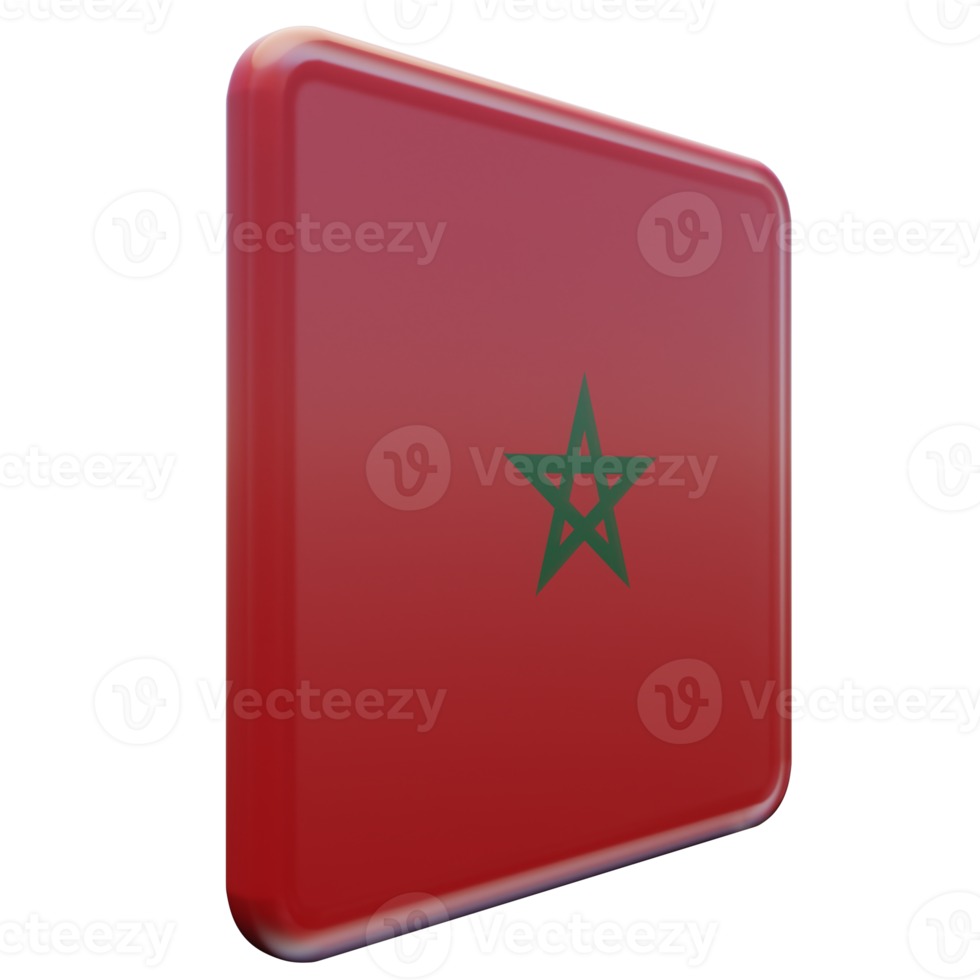 Morocco Left View 3d textured glossy square flag png