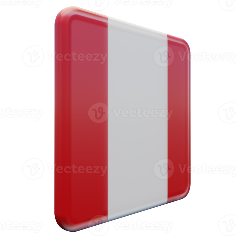 Peru Left View 3d textured glossy square flag png