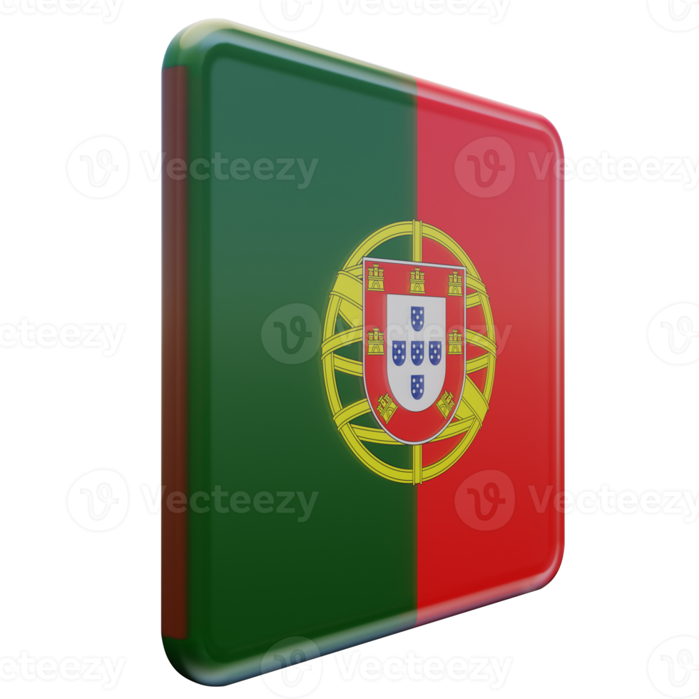 Portugal Left View 3d textured glossy square flag png