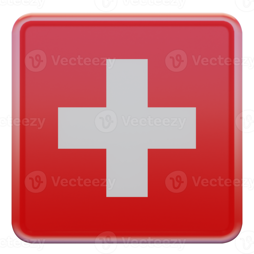 suiza bandera cuadrada brillante con textura 3d png